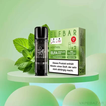 ELFBAR ELFA Pods Menthol 20mg – 2er Pack - Elf Bar / Propylenglykol / Aromastoffe / Glycerin / Nikotinsalz / Cooling Agent