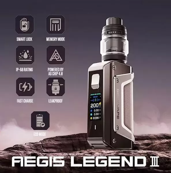 GEEKVAPE AEGIS LEGEND 3 200W STARTER KIT - Black, Silver