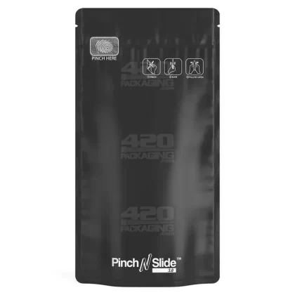Child Resistant & Tamper Evident | Pinch N Slide 3.0 Matte Black Vista PCR Mylar Bags | 5in x 8.8in – 14g – 250 Count