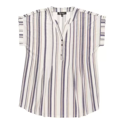lily morgan Women’s Pleated Printed V-Neck Blouse