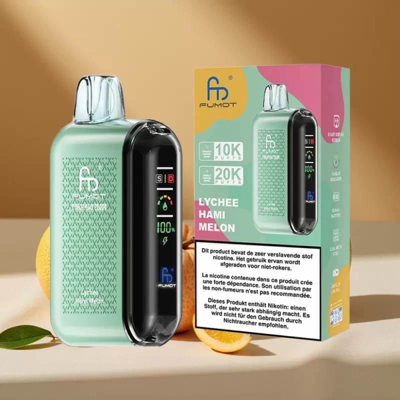 Fumot Tornado 20000 Puffs Dual Mesh 20ml Disposable Vape Lychee Hami Melon - Image 2
