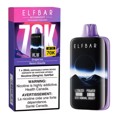 Elf Bar MoonNight 70K Disposable Vape Device - Grape Ice 20ml - 20mg/ml
