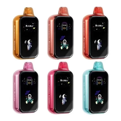 RAMA Bluetooth Vape 16000 Puffs Disposable Kit 15ml - Flavor#Blueberry lemon>Blueberry Mint>Icelandic Mint>Raspberry Orange>Strawberry Banana>Strawberry Watermelon>California Cherry>Grape>Pe
