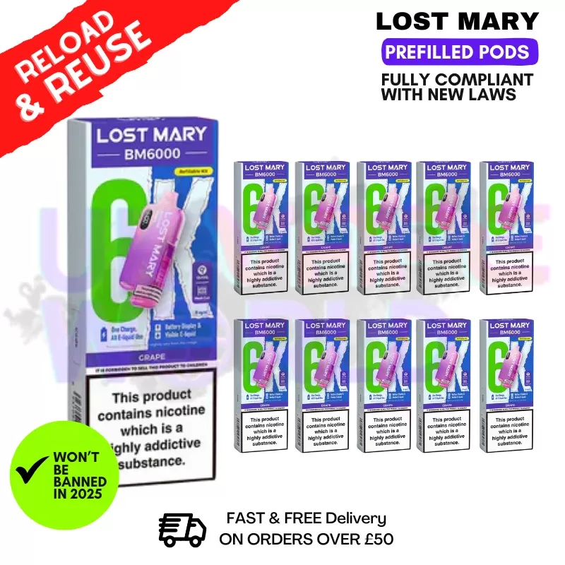 Grape Lost Mary BM6000 Replacement Pods BOX OF 10