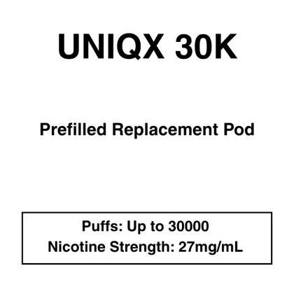 Uniqx 30K – Prefilled Replacement Pod – 27mg/mL Nicotine – Up to 30000 Puffs – 1 Pod
