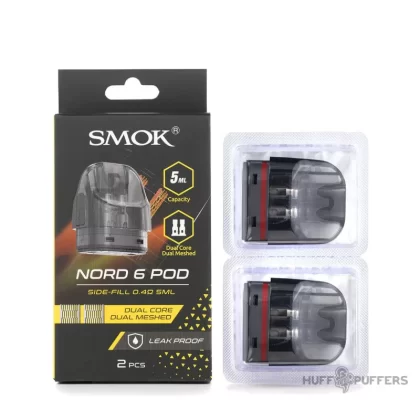 Smok Nord 6 Pods - 0.4 ohm Dual Core Dual Meshed, Empty Pod