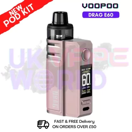 Pink Voopoo Drag E60 pod Kit + Free Nicsalt