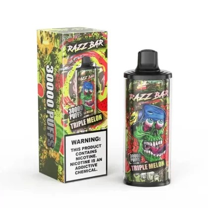 Razz Bar 30000 Puffs Disposable Vape - Flavors#Triple Melon>Strawberry Ice>Sour Apple>Mango Peach Watermelon>Strawberry Banana>Blueberry Ice>Juicy Peach Ice>Strawberry Kiwi>Watermelon Ice>Su (9AE99B)