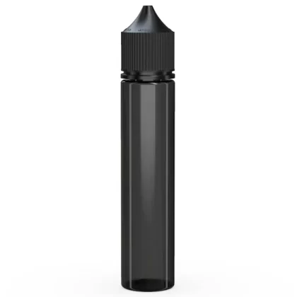 CHUBBY GORILLA | Child Resistant Unicorn V3 PET Dropper Bottles Transparent Black | 75mL – w/ Black Lid – 500 Count