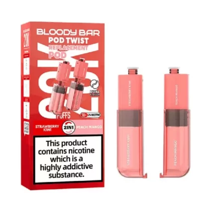 Bloody Bar Pod Twist 20K Prefilled Pod Strawberry Kiwi / Peach Mango - Nicotine Strength#20mg (EBA87A)