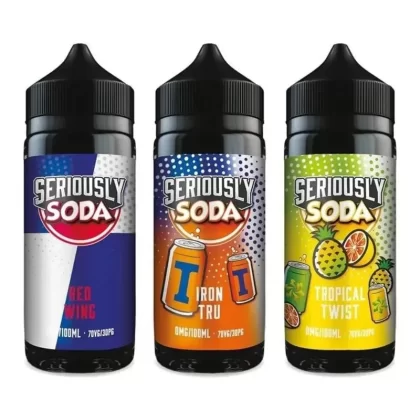 Seriously Soda Shortfill 100ml E-Liquid - Flavour#Blue Razz Lemonade>Fruity Fusion>Guava Passion>Iron Tru>Red Wing>Tropical Twist>Blue Wing