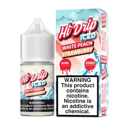 Hi-Drip Iced White Peach Strawberry 30ml Nic Salt Vape Juice - Eightvape