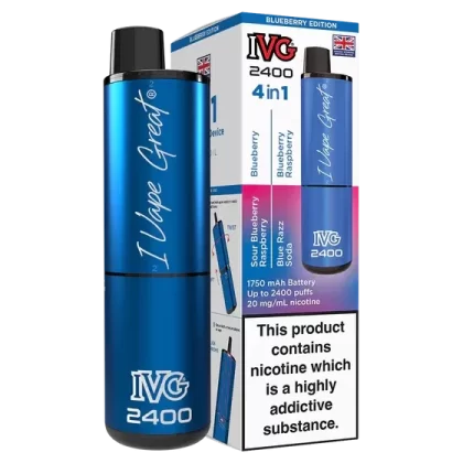IVG 2400 Rechargeable Vape Blueberry Edition - Strength#20mg (15710F)