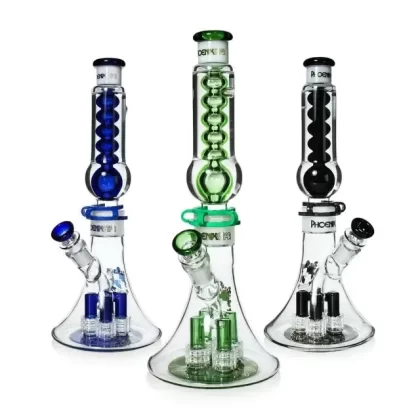 Modular Design Freezable Glycerin Glass Straight Tube Bong with 4 Showerhead Percs