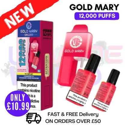 Strawberry ICE Gold Mary 12000 Puff 12K Bar Disposable Kit