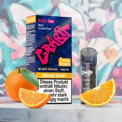 Grabit Nex Pods – Orange Burst (2er Pack) (ELFA Kompatibel) - Grabit Nex / Orange / 20mg/ml / ca. 1200 insgesamt