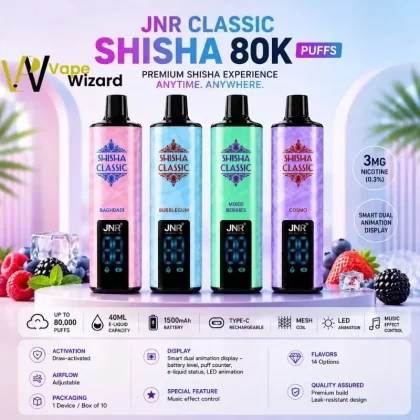 JNR Shisha Classic 80000 Puffs Disposable Vape 3mg in the UAE - Baghdadi, Bubblegum; 10PCS-1BOX, 1PCS-1PACK (250919)