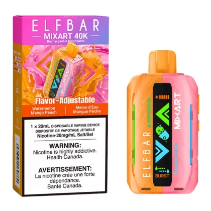 Elf Bar MixArt 40K Disposable Vape Device - Watermelon Mango Peach 20ml - 20mg/ml