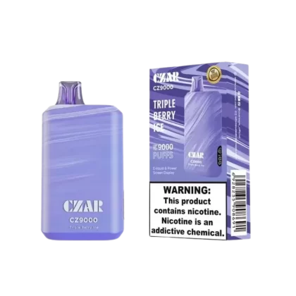 CZAR CZ9000 Vape Disposable (9,000 Puffs) Sleek Design High-Performance - Blueberry Watermelon, Cherry Lemon