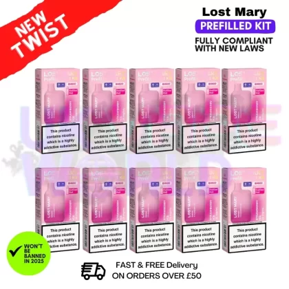 Strawberry ICE Lost Mary 600 Puff Bars Pack Of 10 (NEW)