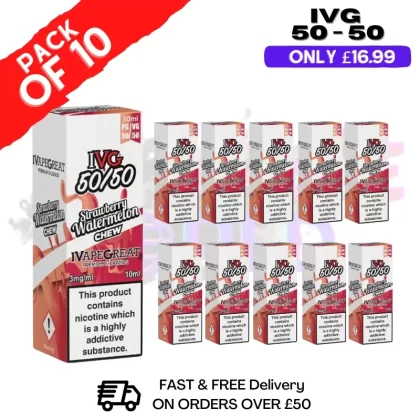 Strawberry Watermelon Chew IVG 50/50 Eliquid Box Of 10
