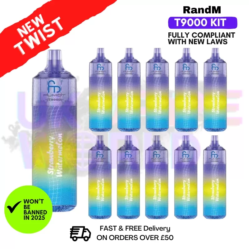 Strawberry Watermelon Randm T9000 Puffs Box Of 10