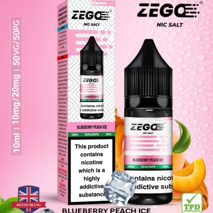 Zego Blueberry Peach Ice Nic Salt Vape Juice - 10 Pack - 20mg