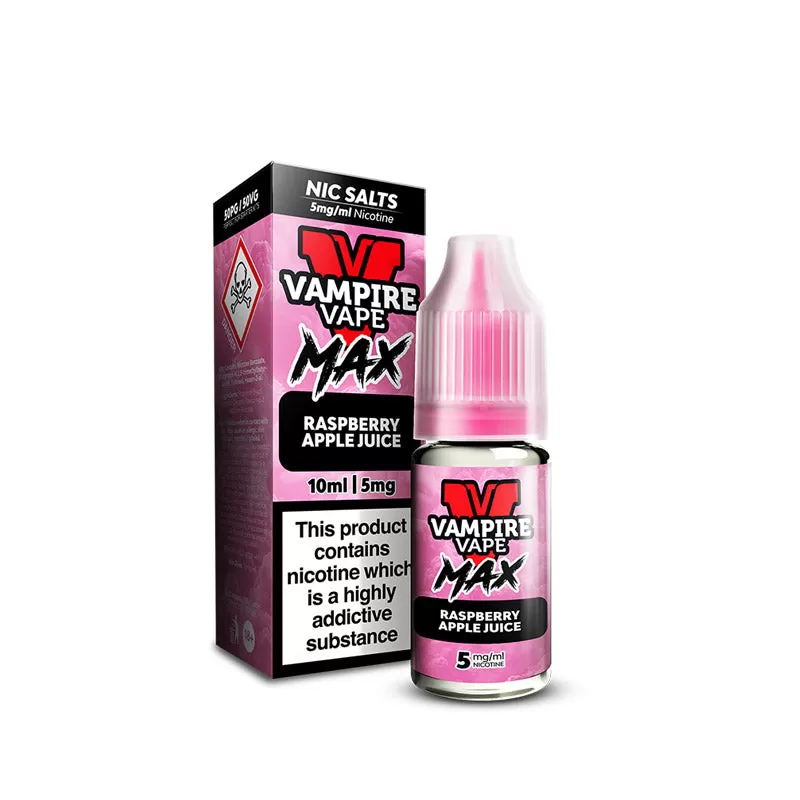 Vampire Vape MAX Raspberry Apple Juice Nic Salt E-Liquid 10ml - 5mg - Image 2