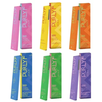 Purlyf Delta 8 THC Rechargeable Disposables – 2g - Strain#Blueberry Lemon Diesel - Sativa>Tropical Watermelon Bonkers - Hybrid>Pink Berry Rozay - Indica>Blackberry Dream - Sativa>Pineapple M (580101)