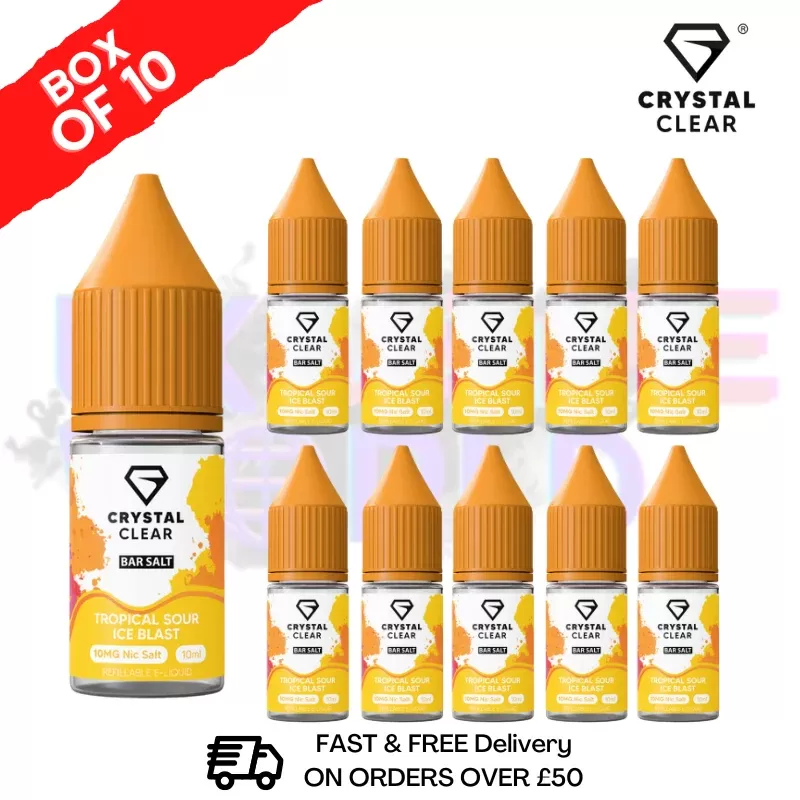 Tropical Sour ICE Blast Crystal Clear Nic Salt Box Of 10 – Only £17.99