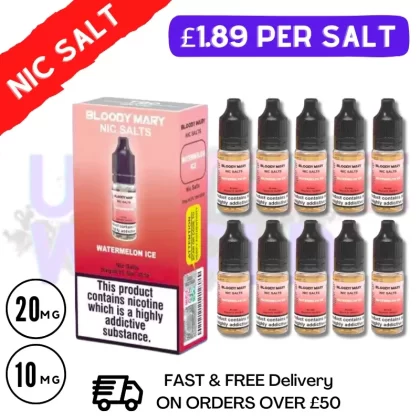 Watermelon ICE Bloody Mary Nic Salt Box of 10