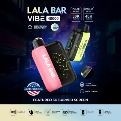 Assembled in USA | LALA BAR Vibe 40K Puff Disposable Device - TEXAS COMPLIANT VERSION - Dallas Blue Rancher