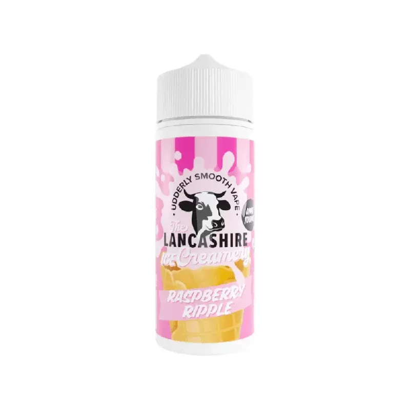 The Lancashire Creamery 100ml Shortfill E-Liquid Raspberry Ripple - Nicotine Strength#0mg (DD9909)