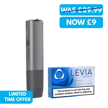 IQOS Iluma One Zero Tobacco Bundle (LEVIA Sticks) - Azure Blue, Moss Green