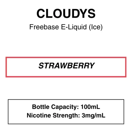 Strawberry – Cloudys Premium E- Liquid Freebase – 100mL - Vape Product; Vape Product