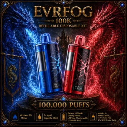 EVRFOG 100K Refillable Disposable KIT - Juicy Peach Ice (Texas Compliant)