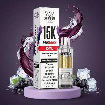 Al Fakher Pods Crown Bar 15K Pro Max – DTL 6mg – Blackcurrant Ice