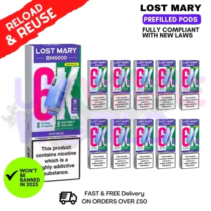 Mad Blue Lost Mary BM6000 Replacement Pods BOX OF 10