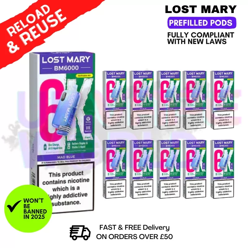 Mad Blue Lost Mary BM6000 Replacement Pods BOX OF 10