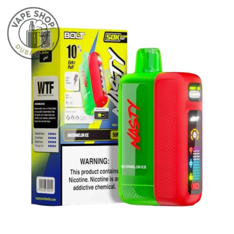 Nasty Bolt 50000 Puffs 50MG Nicotine Disposable Vape - Apple Ice, Berry Grape; Vape Product, BOX OF 10 PCS - Image 2