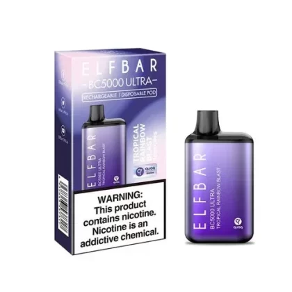 ELF BAR ULTRA 5000 Disposable Pod Device – 5000 Puffs – Integrated 650mAh Battery – Tropical Rainbow Blast