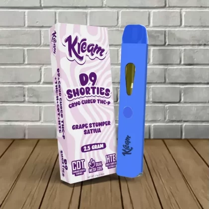 Kream D9 Shorties Cryo Cured THC-P Disposable Vape 2.5g - strains#Short Stack -- Hybrid -- DISPOSABLE>Micro Mango -- Indica -- DISPOSABLE>Tiny Tangie -- Hybrid -- DISPOSABLE>Grape Stomper -- (867D58)
