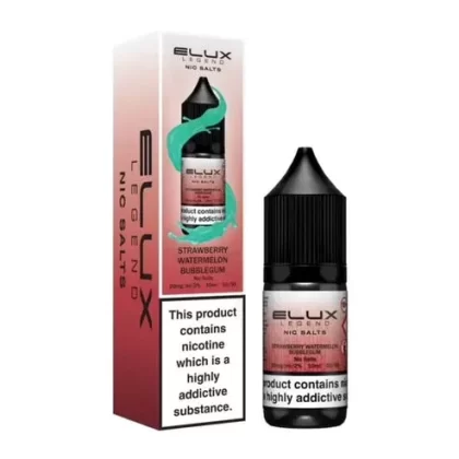 Elux Legend Nic Salt E-Liquid 10mg 20mg Strawberry Watermelon Bubblegum- Pack Of 10x 10ml - Nicotine Strength#10 mg>20 mg