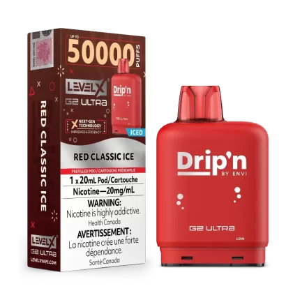Level X G2 Ultra Drip’n Pods – Red Classic Ice, 50K Puffs
