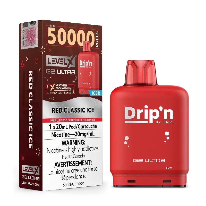 Level X G2 Ultra Drip’n Pods – Red Classic Ice, 50K Puffs