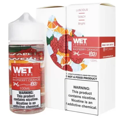 WET LIQUID Raspberry Orange Iced E-liquid 100ml - Vapebazaar Pk