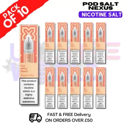 Fuji Apple Peach Pod Salt Nexus Nic Salt Box Of 10