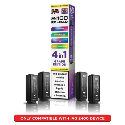 IVG 2400 Reload 4 in 1 Prefilled Pods Grape Edition - Strength#20mg (63369A) (63369A)