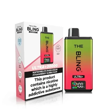 The Bling Ultra Plus 30K Vape Kit Watermelon Bubblegum / Strawberry Bubblegum - Nicotine Strength#20mg