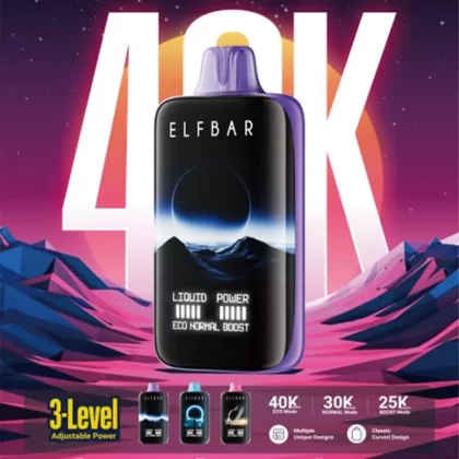 Elf Bar Moon Night 40000 – 40K Puffs 850mAh 2-level Adjustable Airflow Disposable Vape - 40000 puffs; Vape Product; Blue Razz Ice, Cherry Watermelon